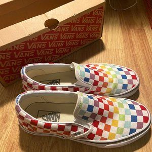 Rainbow Checkboard Slip-on Vans